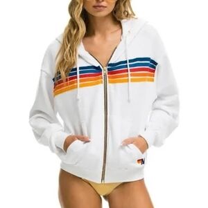 Aviator Nation Five Strip Hoodie 💙❤️🧡💛🩵